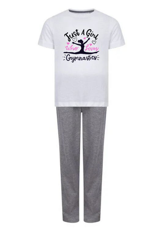 Just A Girl Who Loves Gymnastics Pyjamas - Grey